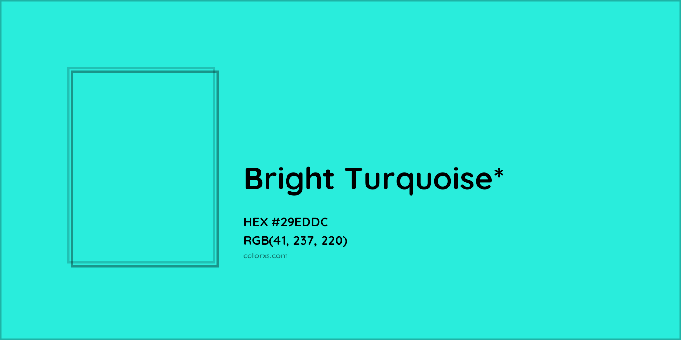 HEX #29EDDC Color Name, Color Code, Palettes, Similar Paints, Images