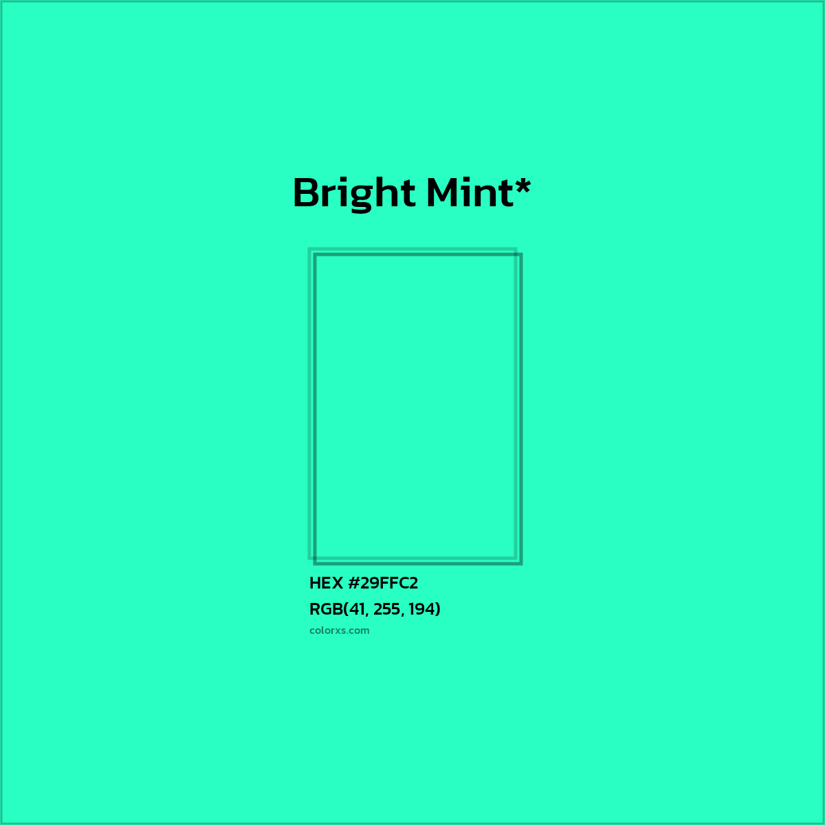 HEX #29FFC2 Color Name, Color Code, Palettes, Similar Paints, Images
