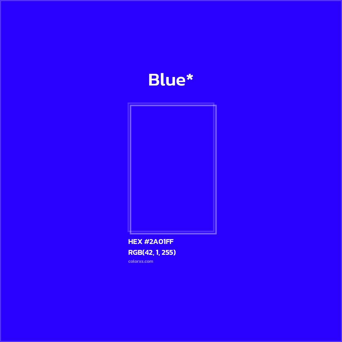 HEX #2A01FF Color Name, Color Code, Palettes, Similar Paints, Images
