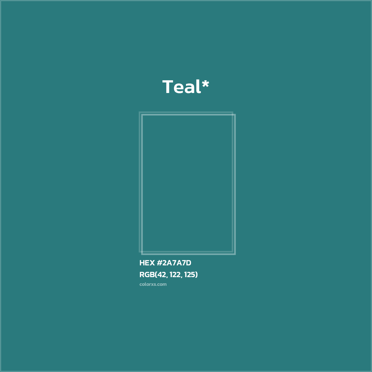 HEX #2A7A7D Color Name, Color Code, Palettes, Similar Paints, Images