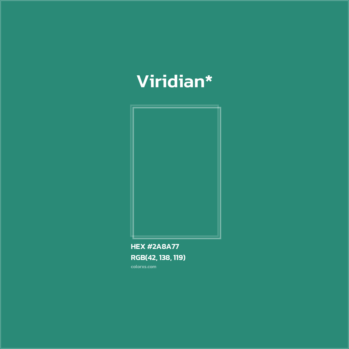 HEX #2A8A77 Color Name, Color Code, Palettes, Similar Paints, Images