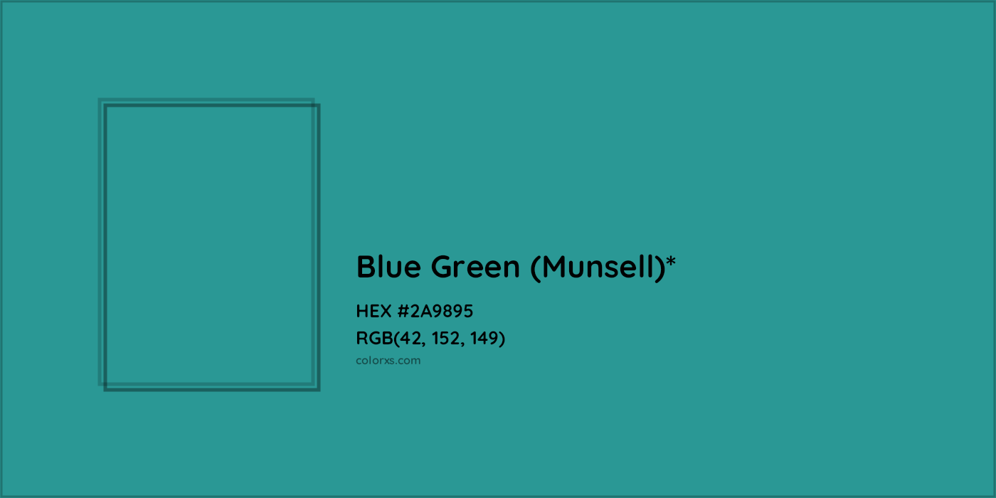 HEX #2A9895 Color Name, Color Code, Palettes, Similar Paints, Images