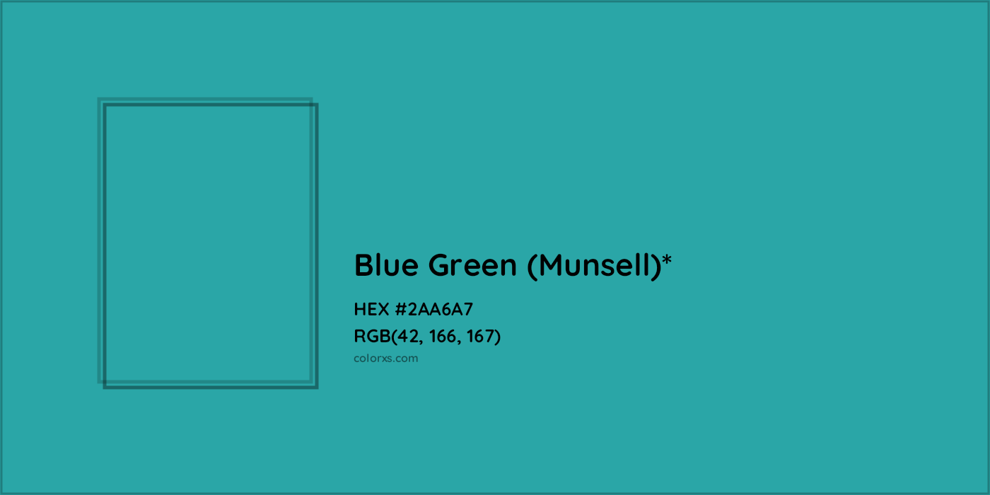 HEX #2AA6A7 Color Name, Color Code, Palettes, Similar Paints, Images