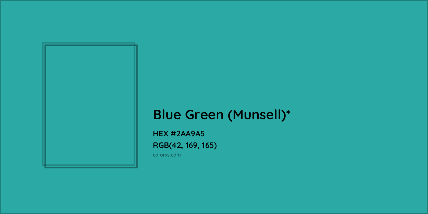 HEX #2AA9A5 Color Name, Color Code, Palettes, Similar Paints, Images
