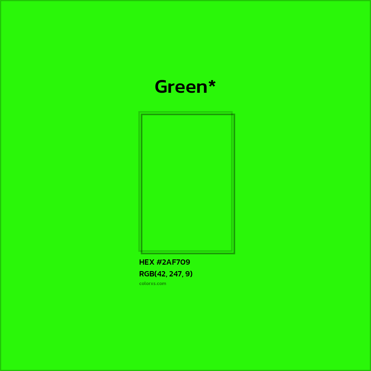 HEX #2AF709 Color Name, Color Code, Palettes, Similar Paints, Images