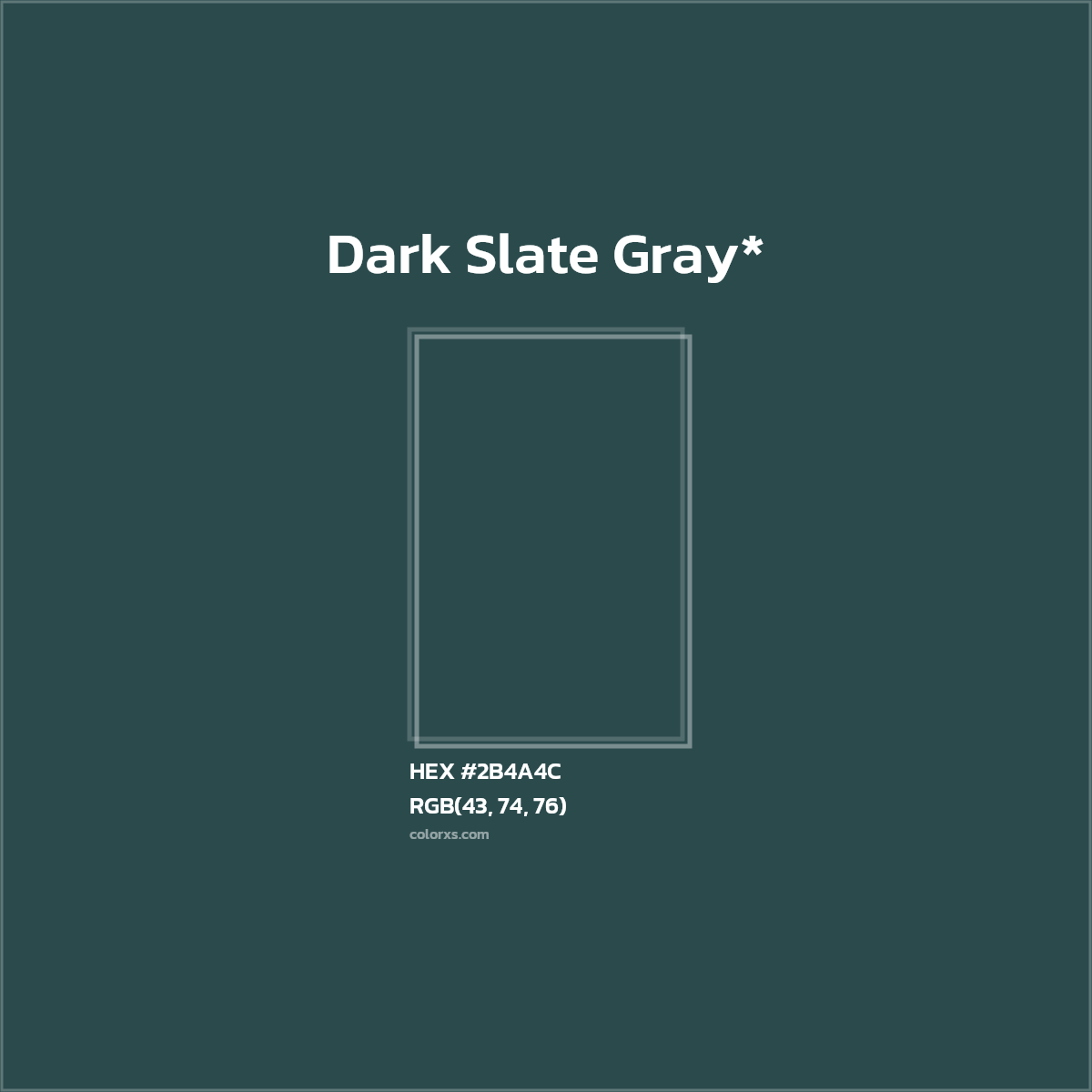 HEX #2B4A4C Color Name, Color Code, Palettes, Similar Paints, Images
