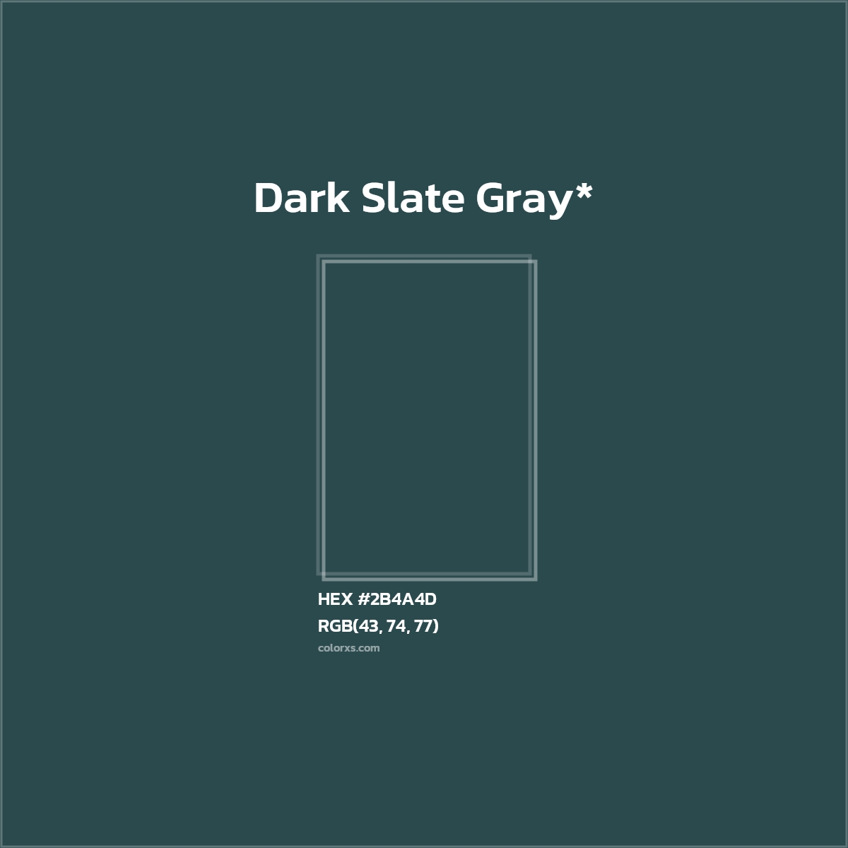 HEX #2B4A4D Color Name, Color Code, Palettes, Similar Paints, Images