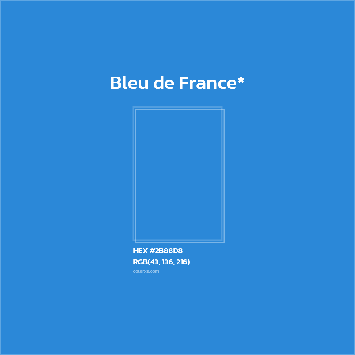 HEX #2B88D8 Color Name, Color Code, Palettes, Similar Paints, Images