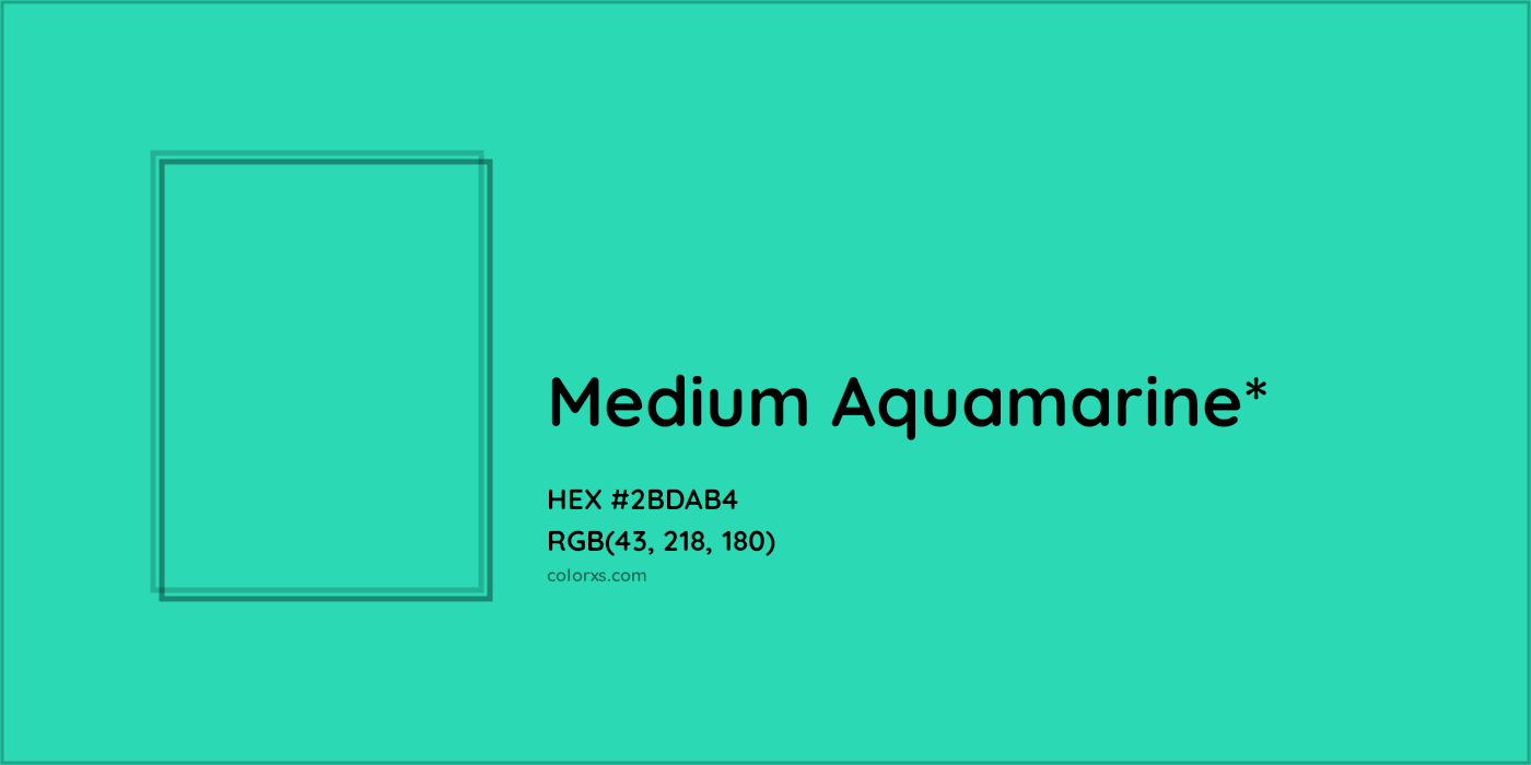 HEX #2BDAB4 Color Name, Color Code, Palettes, Similar Paints, Images