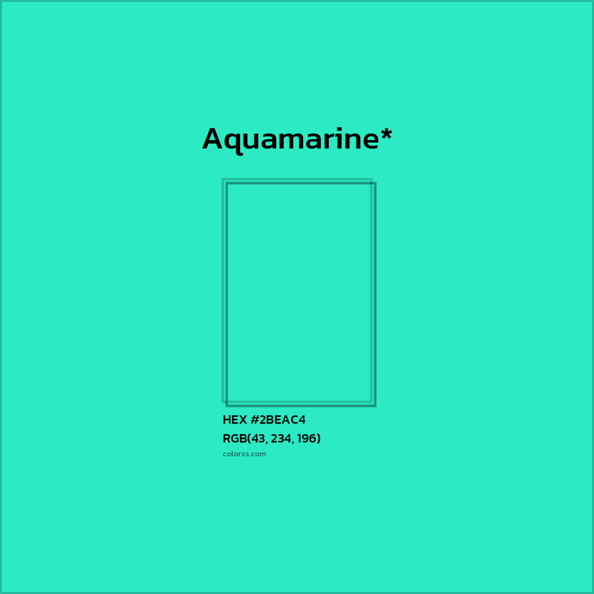 HEX #2BEAC4 Color Name, Color Code, Palettes, Similar Paints, Images