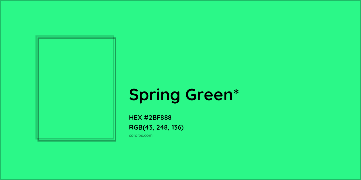 HEX #2BF888 Color Name, Color Code, Palettes, Similar Paints, Images