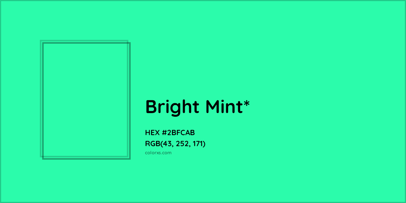 HEX #2BFCAB Color Name, Color Code, Palettes, Similar Paints, Images