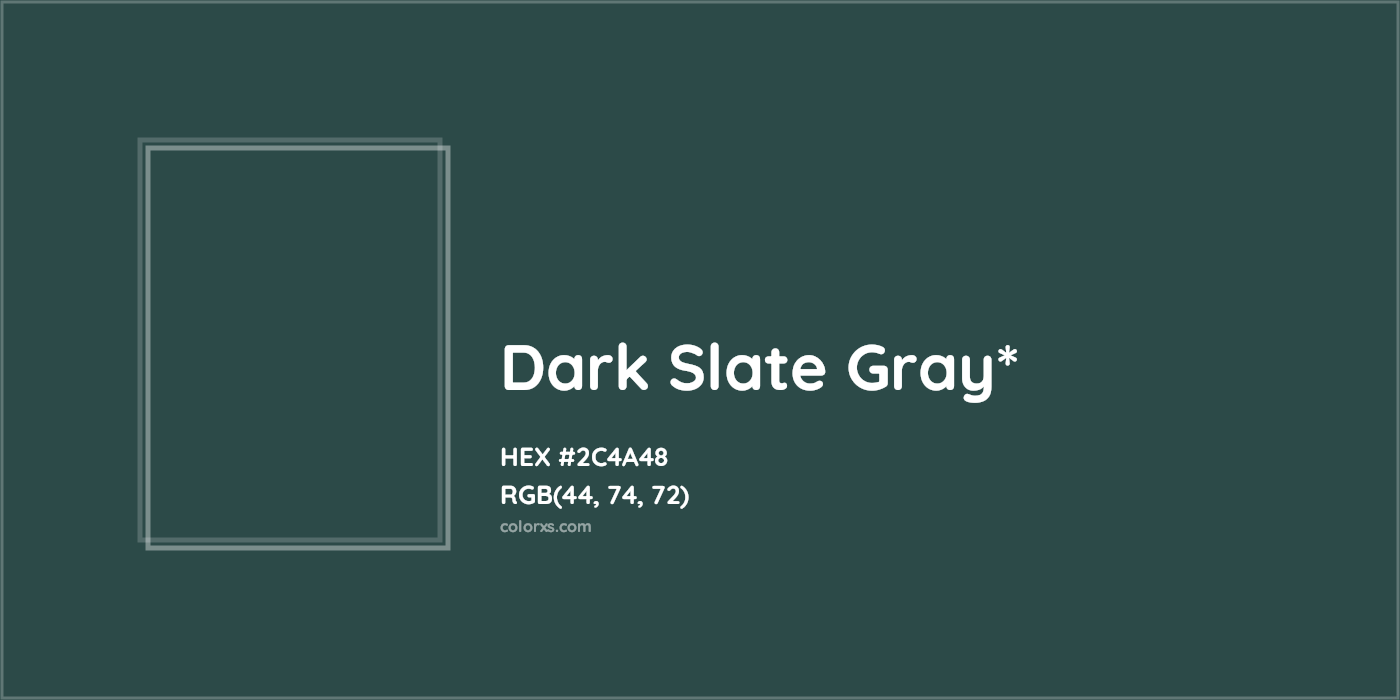 HEX #2C4A48 Color Name, Color Code, Palettes, Similar Paints, Images