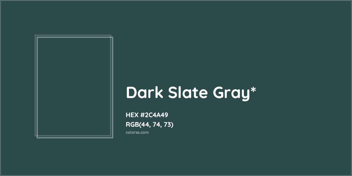 HEX #2C4A49 Color Name, Color Code, Palettes, Similar Paints, Images