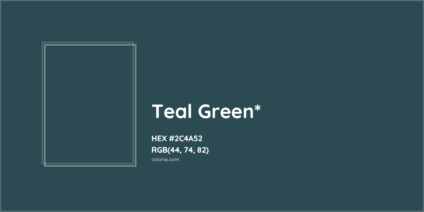 HEX #2C4A52 Color Name, Color Code, Palettes, Similar Paints, Images