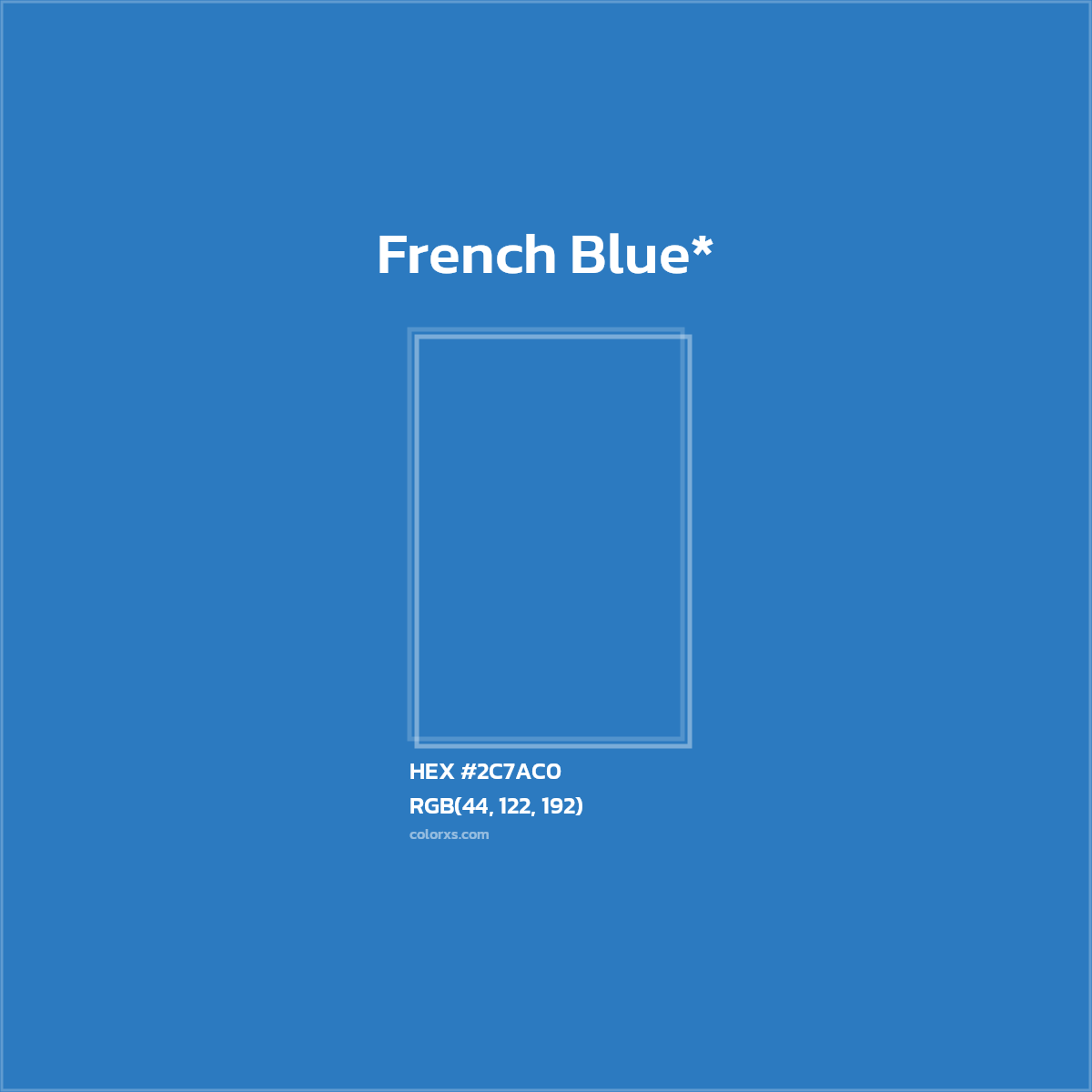 HEX #2C7AC0 Color Name, Color Code, Palettes, Similar Paints, Images
