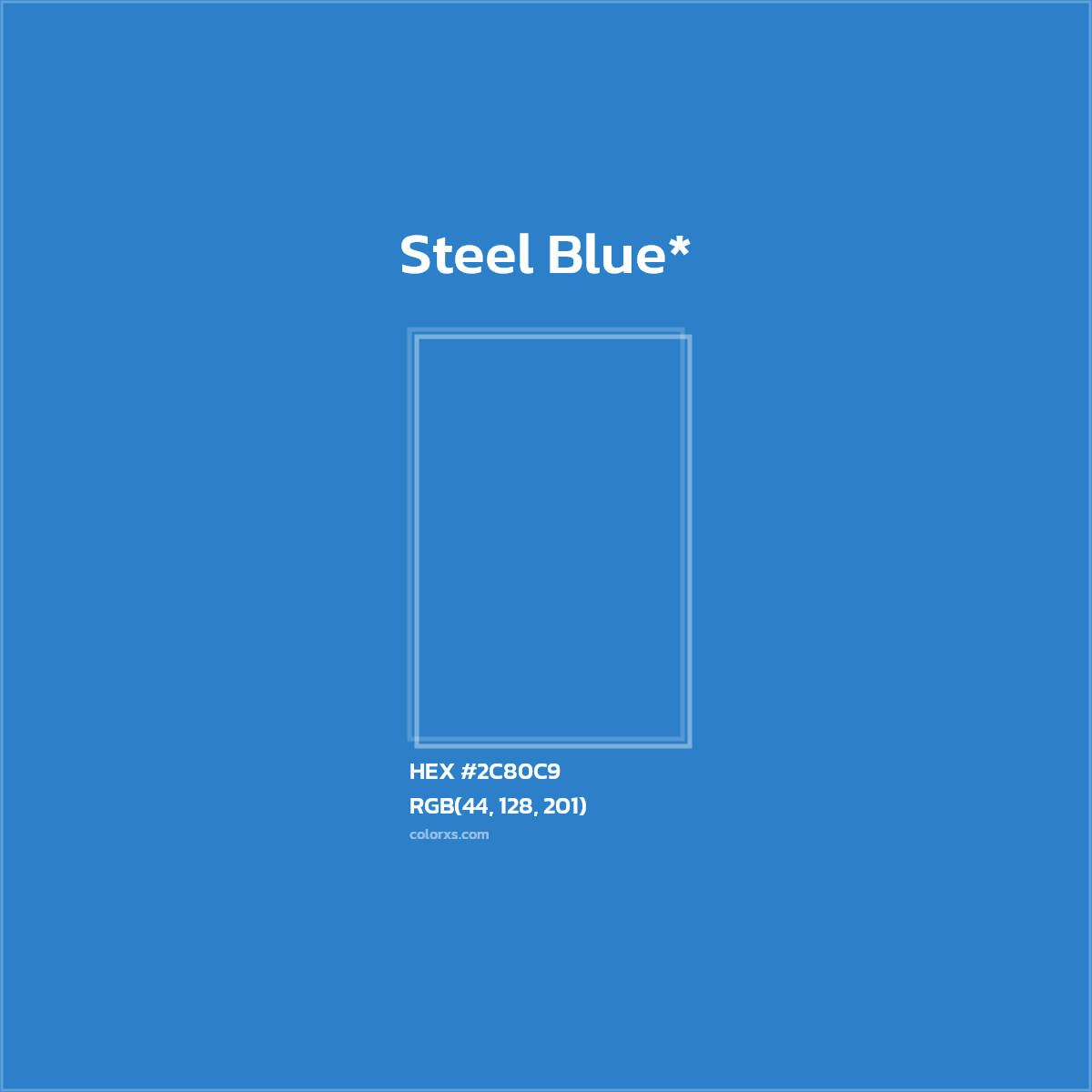 HEX #2C80C9 Color Name, Color Code, Palettes, Similar Paints, Images