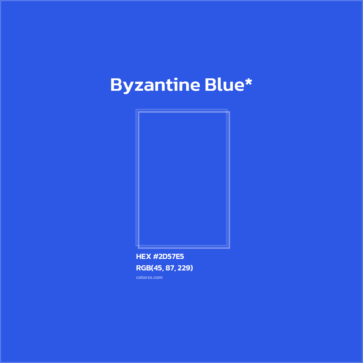 #2D57E5 hex color. RGB, RYB, CMYK, HSL, HSV codes and color conversions. Matching color names, palettes, paints.