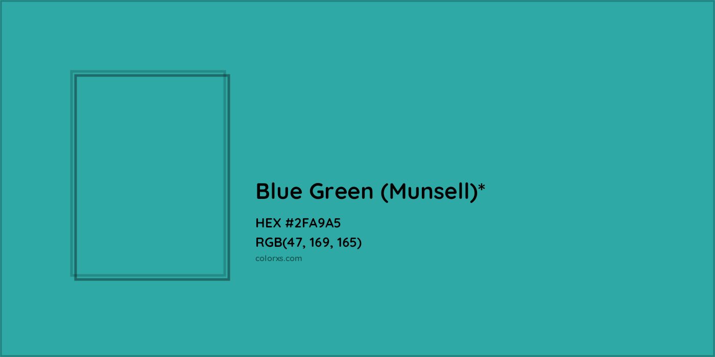 HEX #2FA9A5 Color Name, Color Code, Palettes, Similar Paints, Images