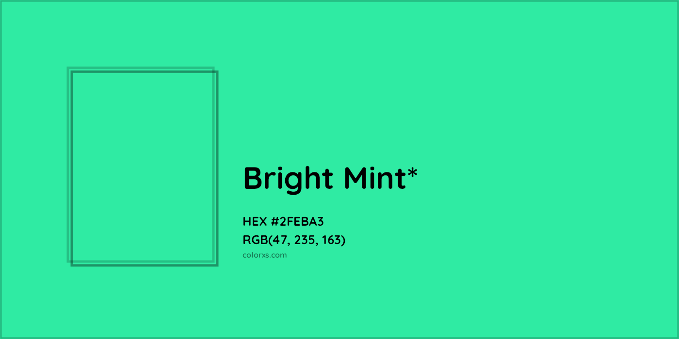 HEX #2FEBA3 Color Name, Color Code, Palettes, Similar Paints, Images