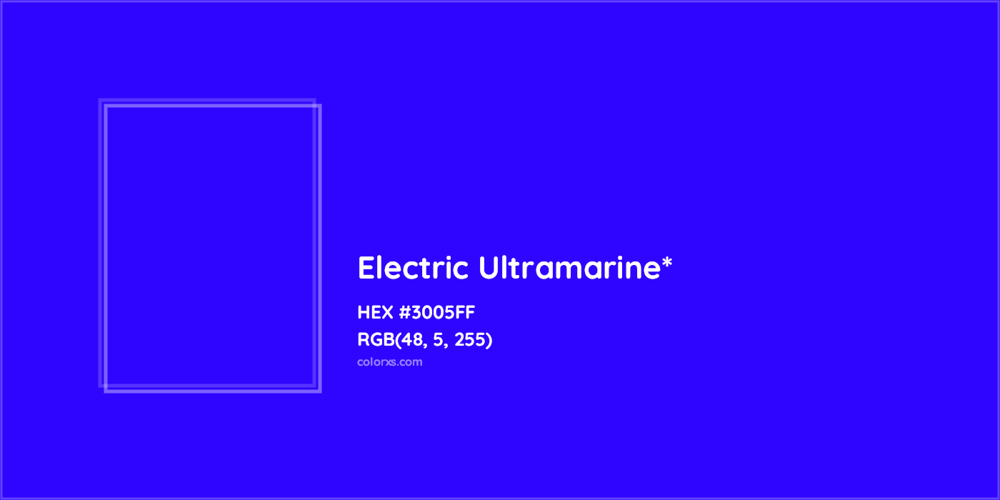 HEX #3005FF Color Name, Color Code, Palettes, Similar Paints, Images