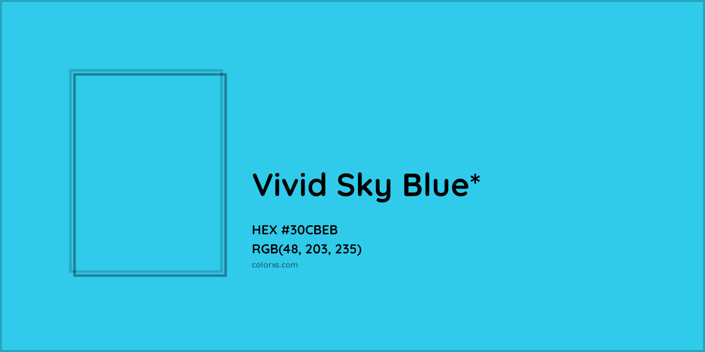 HEX #30CBEB Color Name, Color Code, Palettes, Similar Paints, Images