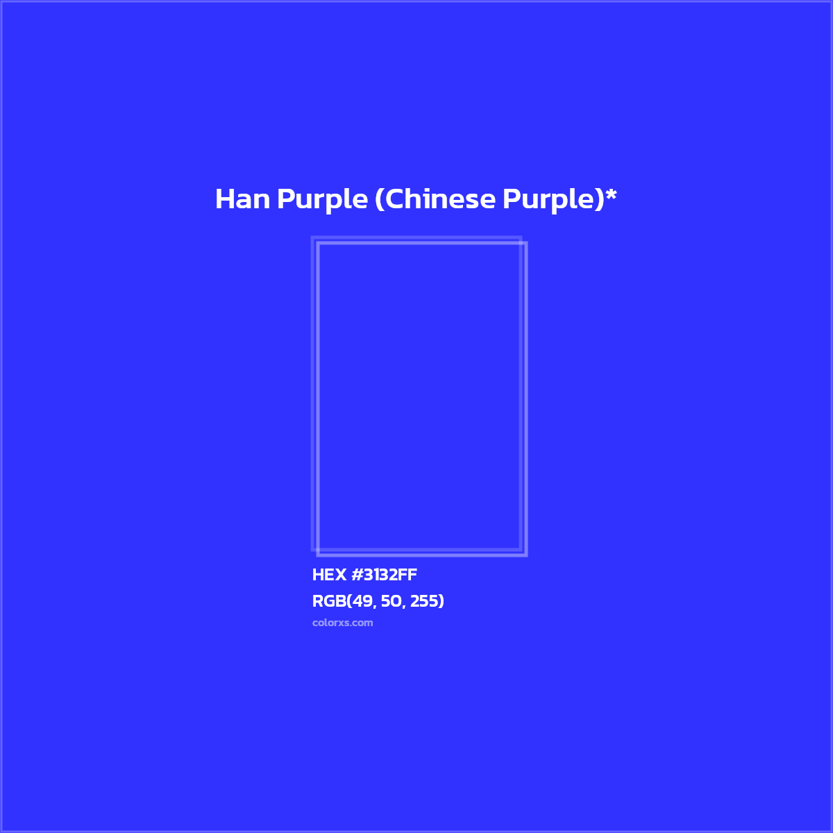 HEX #3132FF Color Name, Color Code, Palettes, Similar Paints, Images