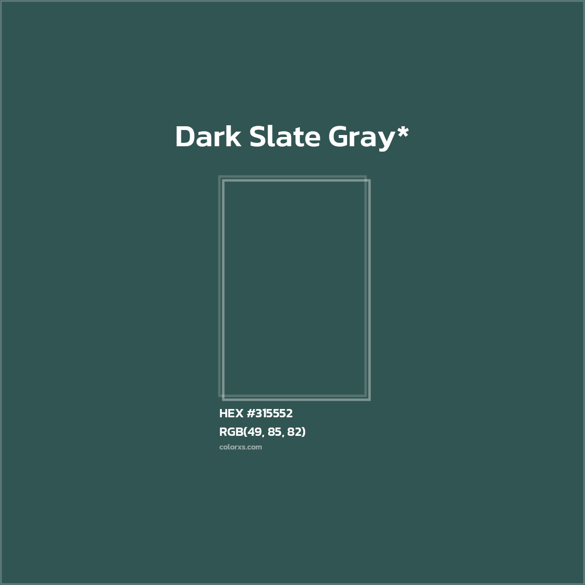 HEX #315552 Color Name, Color Code, Palettes, Similar Paints, Images