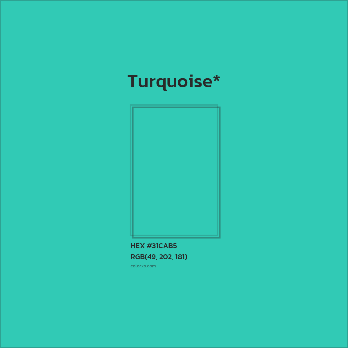 HEX #31CAB5 Color Name, Color Code, Palettes, Similar Paints, Images
