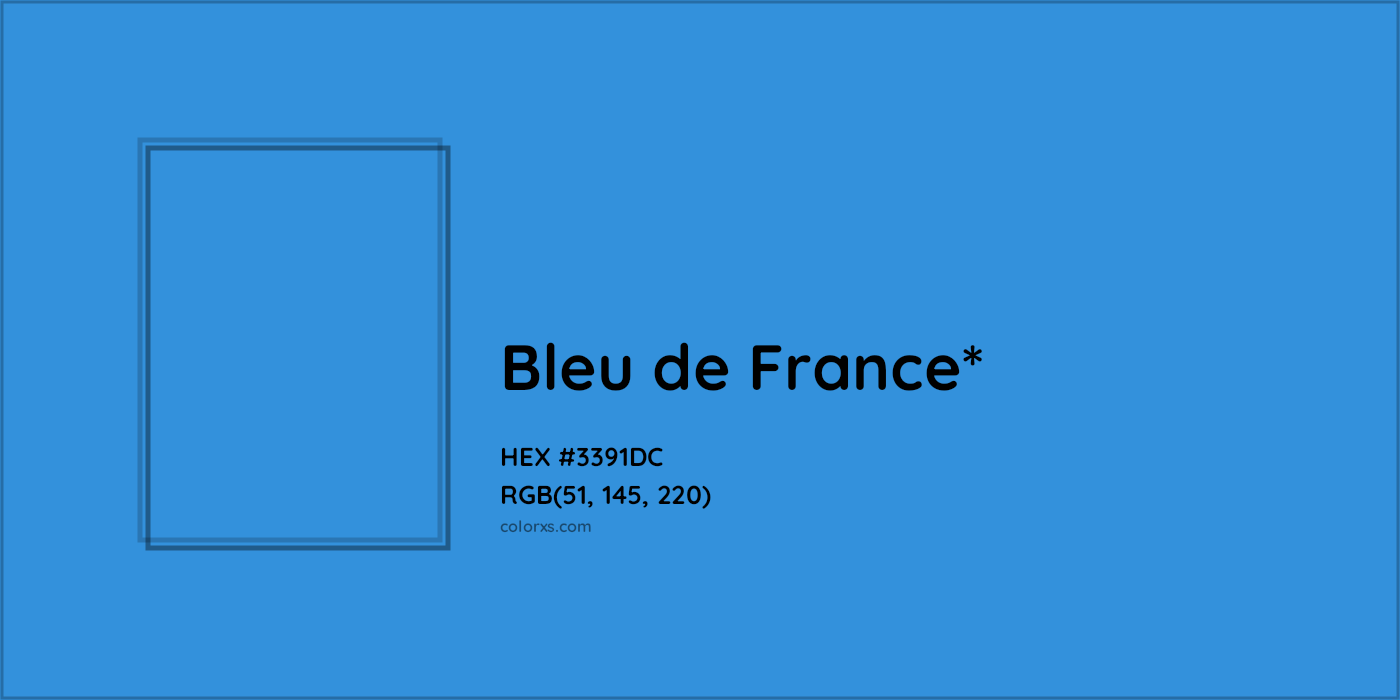 HEX #3391DC Color Name, Color Code, Palettes, Similar Paints, Images