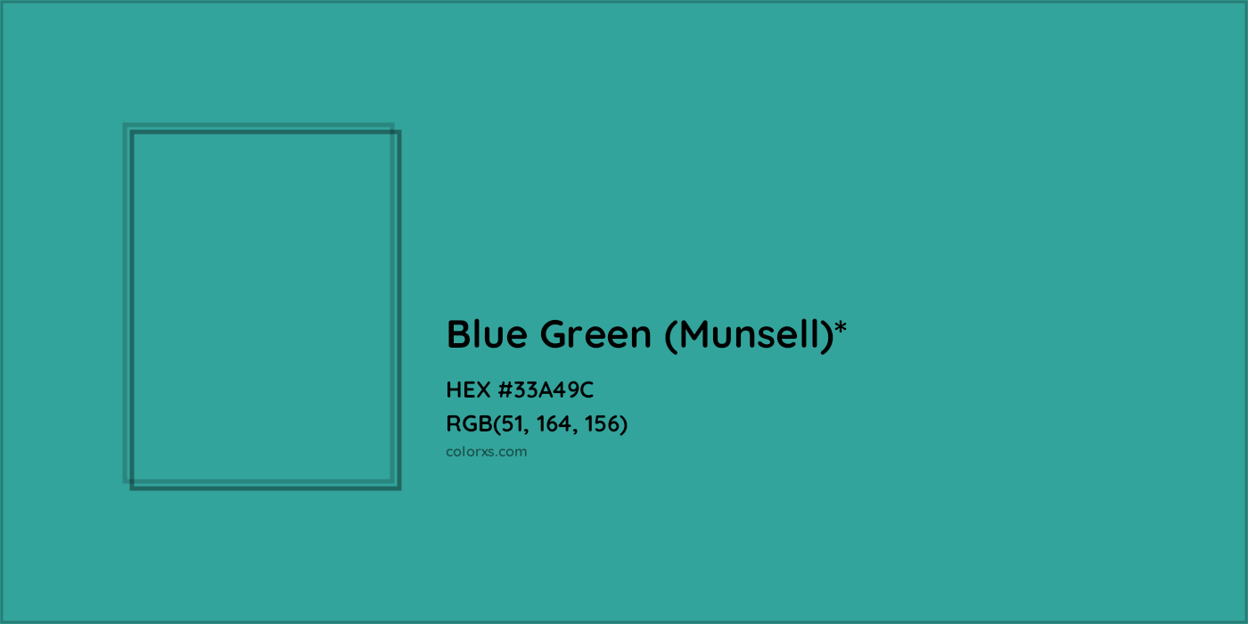 HEX #33A49C Color Name, Color Code, Palettes, Similar Paints, Images