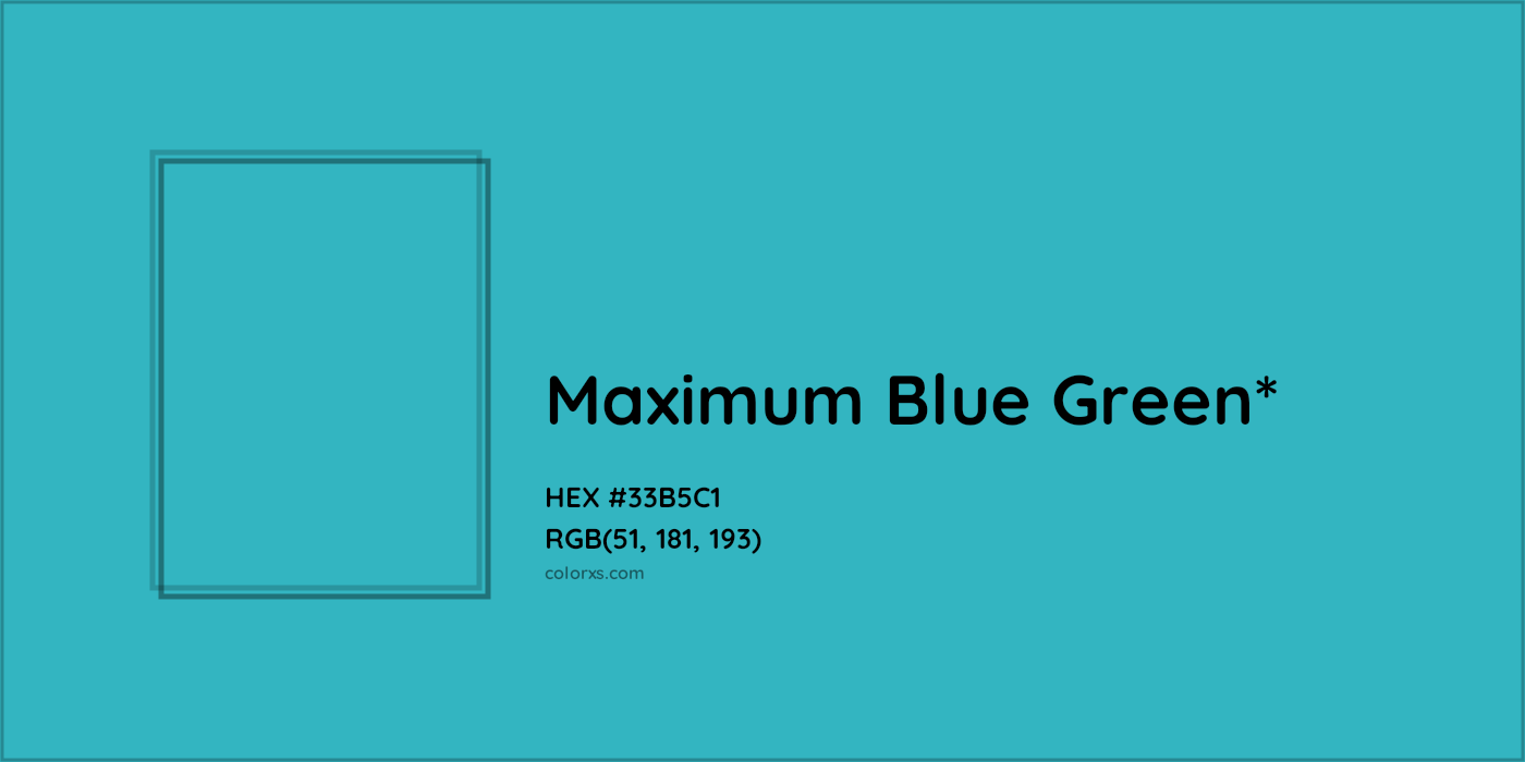 HEX #33B5C1 Color Name, Color Code, Palettes, Similar Paints, Images
