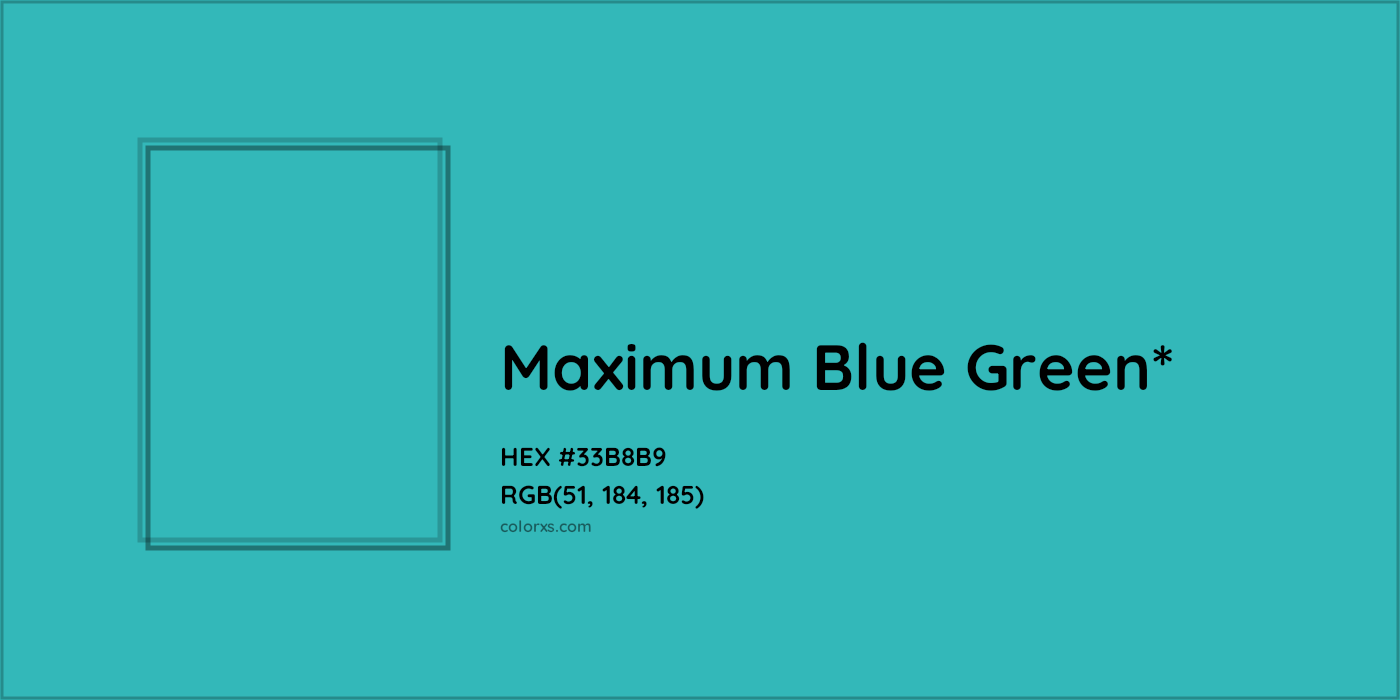 HEX #33B8B9 Color Name, Color Code, Palettes, Similar Paints, Images