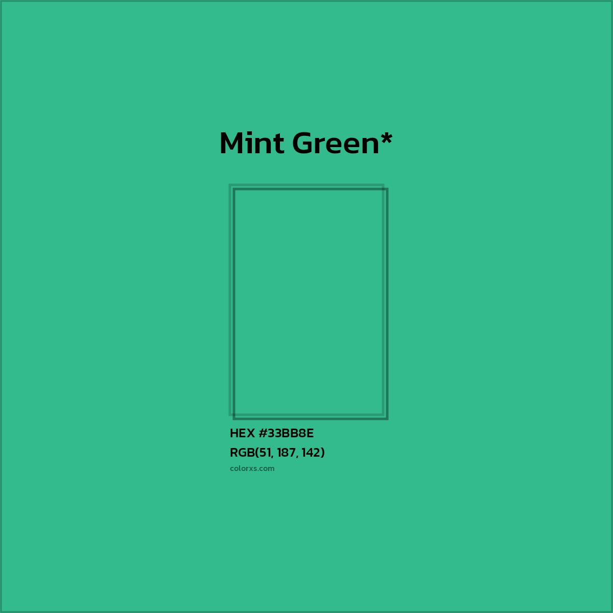 #33BB8E hex color. RGB, RYB, CMYK, HSL, HSV codes and color conversions. Matching color names, palettes, paints.