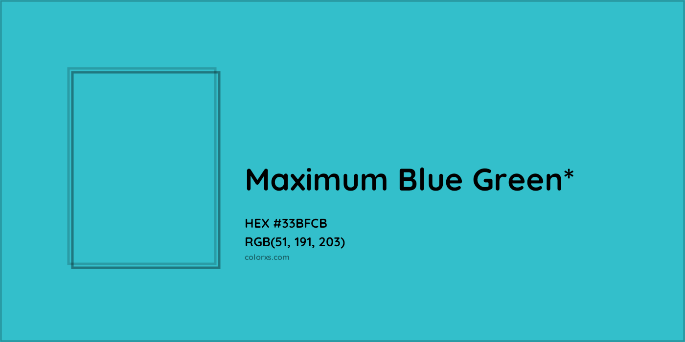 HEX #33BFCB Color Name, Color Code, Palettes, Similar Paints, Images