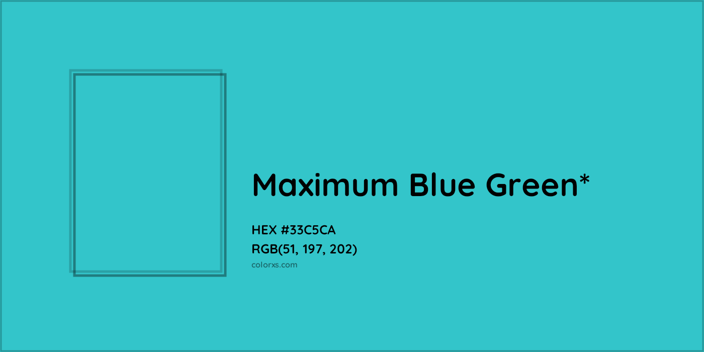 HEX #33C5CA Color Name, Color Code, Palettes, Similar Paints, Images