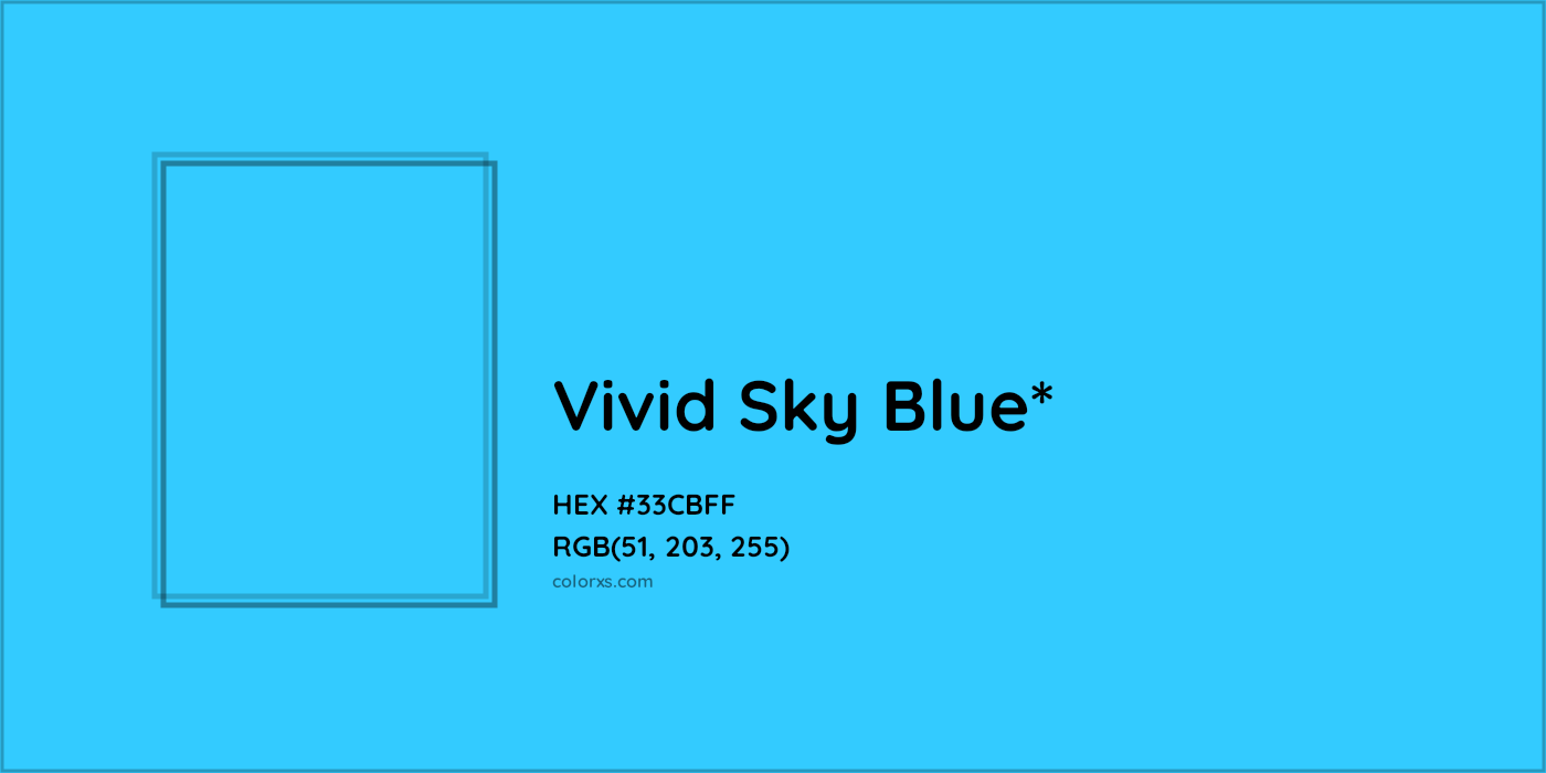 HEX #33CBFF Color Name, Color Code, Palettes, Similar Paints, Images
