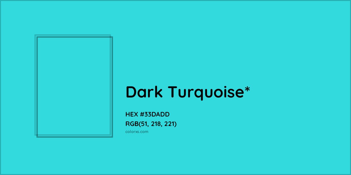 HEX #33DADD Color Name, Color Code, Palettes, Similar Paints, Images