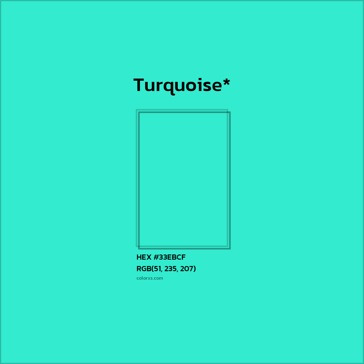 HEX #33EBCF Color Name, Color Code, Palettes, Similar Paints, Images