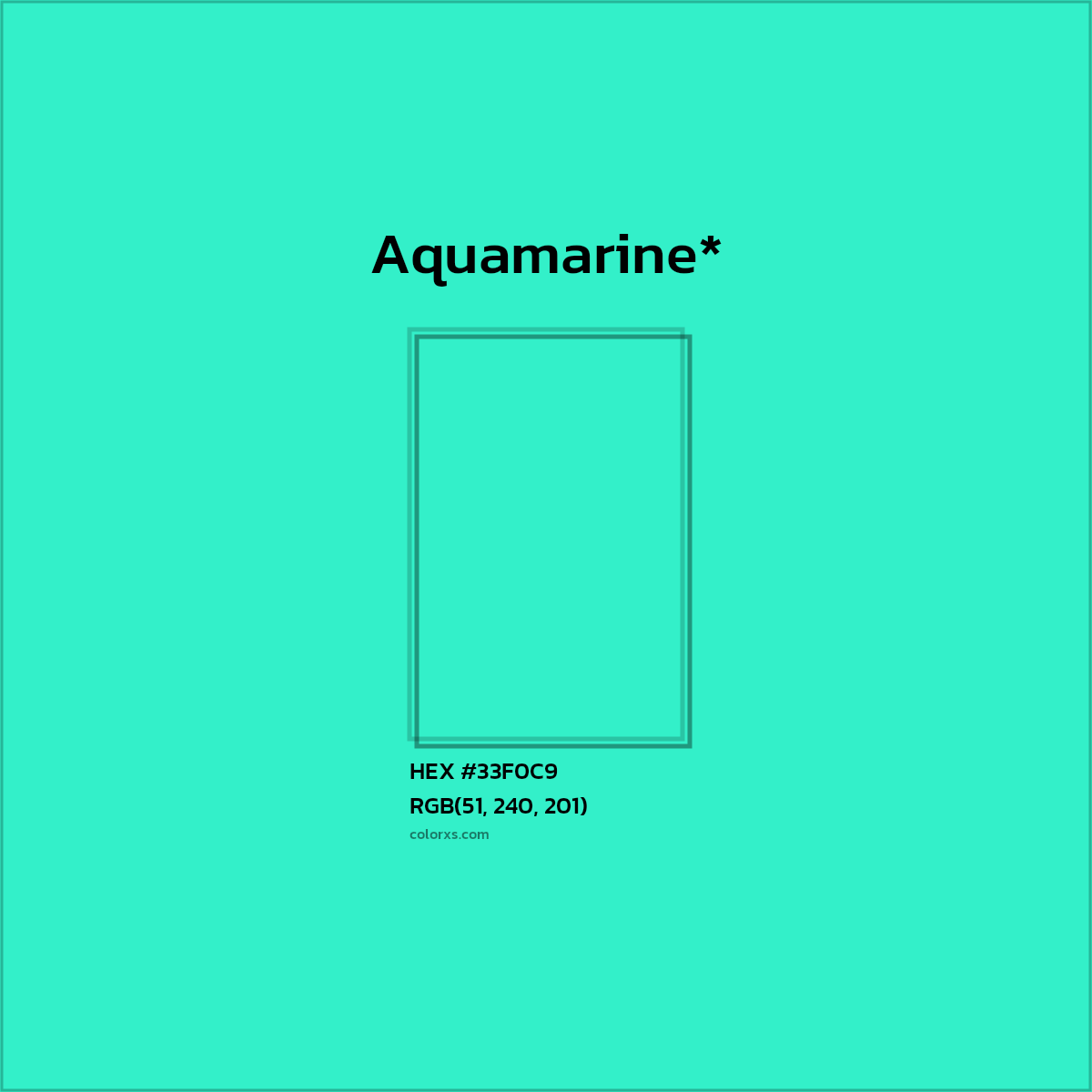 HEX #33F0C9 Color Name, Color Code, Palettes, Similar Paints, Images