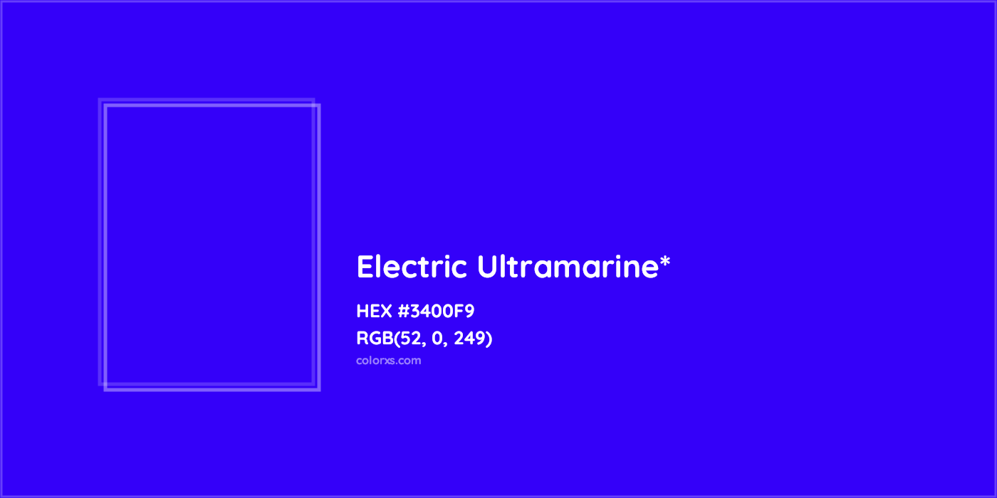 HEX #3400F9 Color Name, Color Code, Palettes, Similar Paints, Images