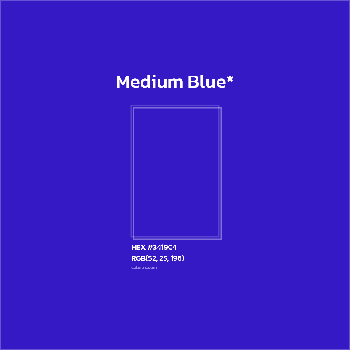 HEX #3419C4 Color Name, Color Code, Palettes, Similar Paints, Images