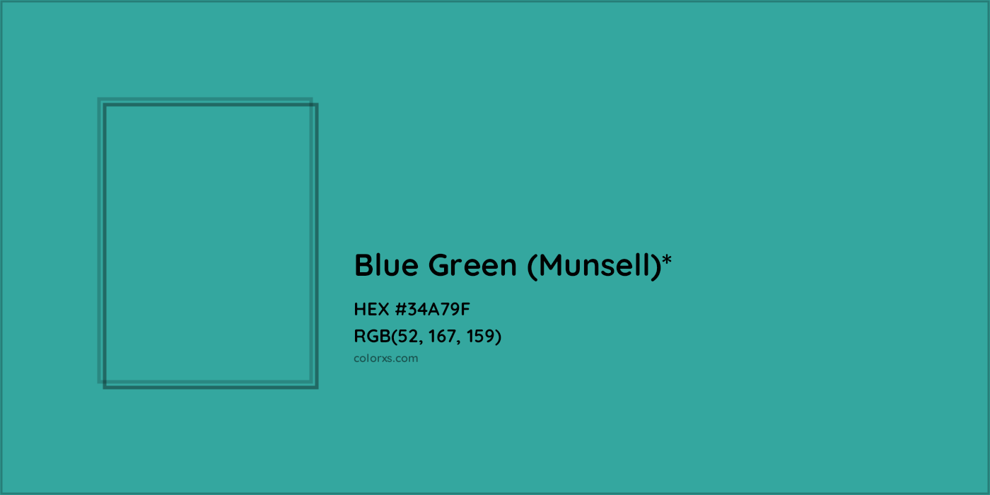 HEX #34A79F Color Name, Color Code, Palettes, Similar Paints, Images