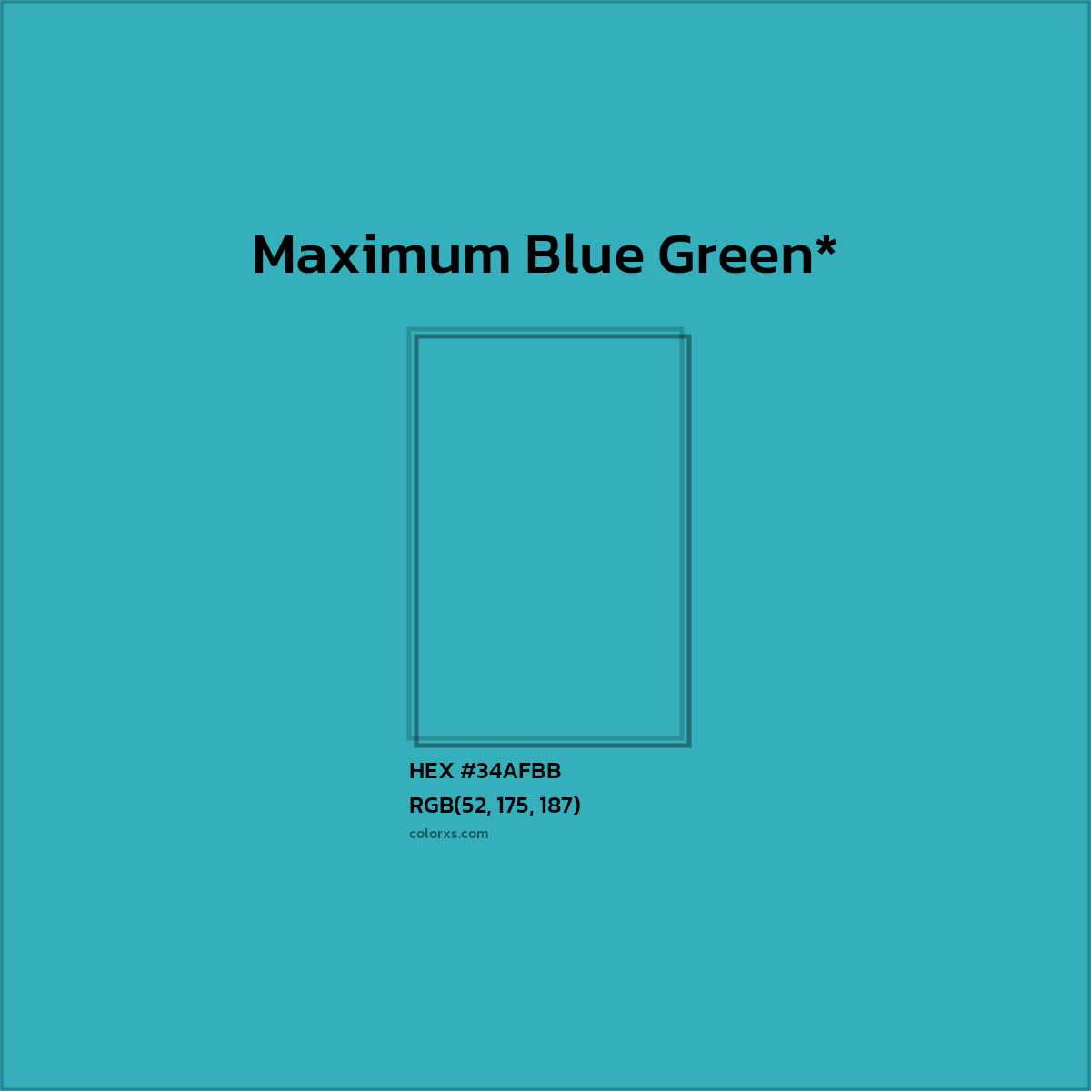HEX #34AFBB Color Name, Color Code, Palettes, Similar Paints, Images