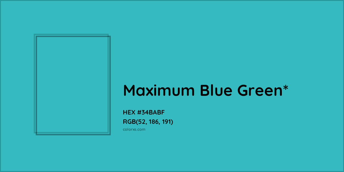 HEX #34BABF Color Name, Color Code, Palettes, Similar Paints, Images
