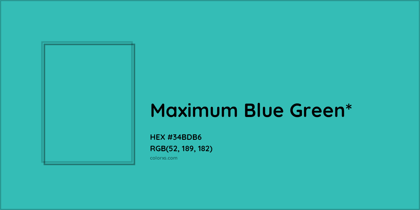 HEX #34BDB6 Color Name, Color Code, Palettes, Similar Paints, Images