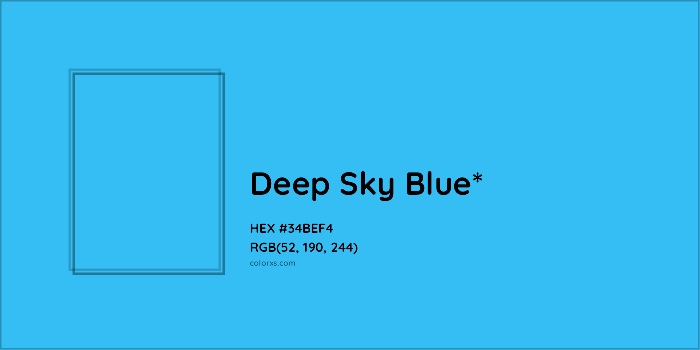 HEX #34BEF4 Color Name, Color Code, Palettes, Similar Paints, Images