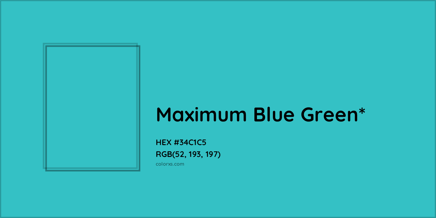 HEX #34C1C5 Color Name, Color Code, Palettes, Similar Paints, Images