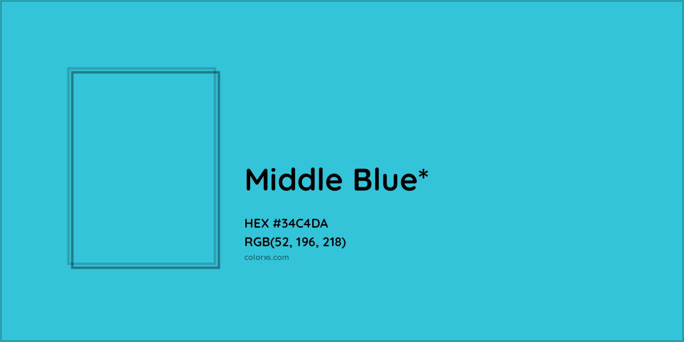 HEX #34C4DA Color Name, Color Code, Palettes, Similar Paints, Images