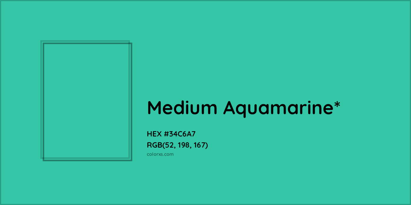 HEX #34C6A7 Color Name, Color Code, Palettes, Similar Paints, Images